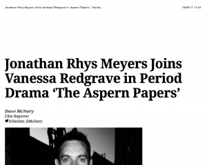 Jonathan Rhys Meyers Joins Vanessa Redgrave in ‘Aspern Papers’ - Variety
